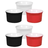 COM-FOUR 6x Ragout Fin Schalen, Creme Brulee, Mix Set, 2x schwarz, 2x weiß, 2x rot, Pastetenförmchen -