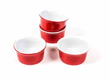 Crème brûlée Set mit Flambier-Brenner und 4 Schalen, rot - 