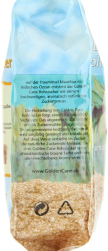 Golden Cane Brauner Rohrzucker, 6er Pack (6 x 500 g Packung) - 